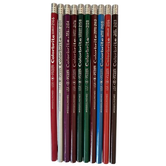 10 Eberhard Faber Colorbrite Woodclinched Metal Cap Colored Pencils USA - Picture 5 of 5